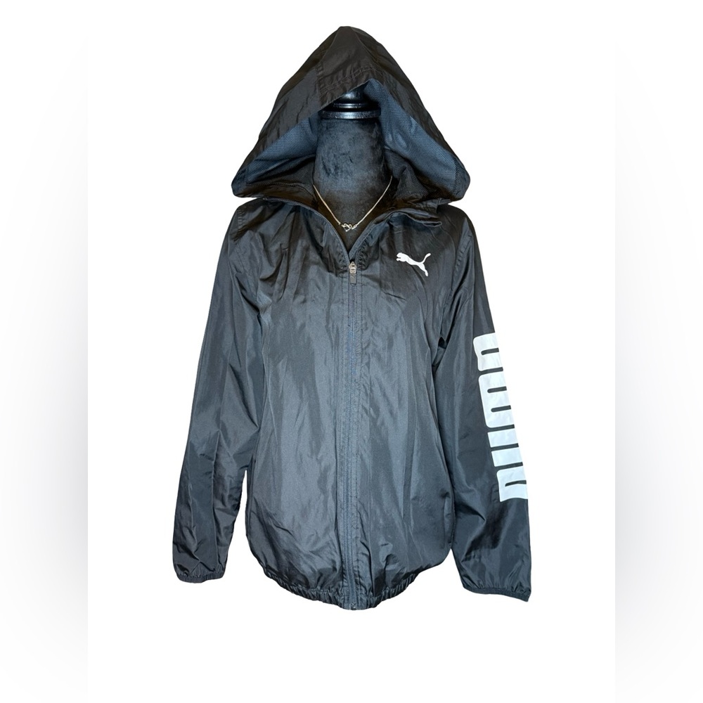 Puma Men’s Windbreaker Jacket Black, Reflective Detail, XL - EUC